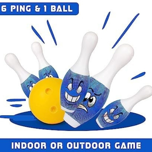 buyy.in Bowling Set for Kids Big Size Plastic Set of 6 Pins and 1 Ball Toy for Boys Girls & Kids Indoor Sports Play 