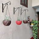 Wall Brackets for Hanging Pots + Hanging Flower Pot Combo (Set Of 3) 