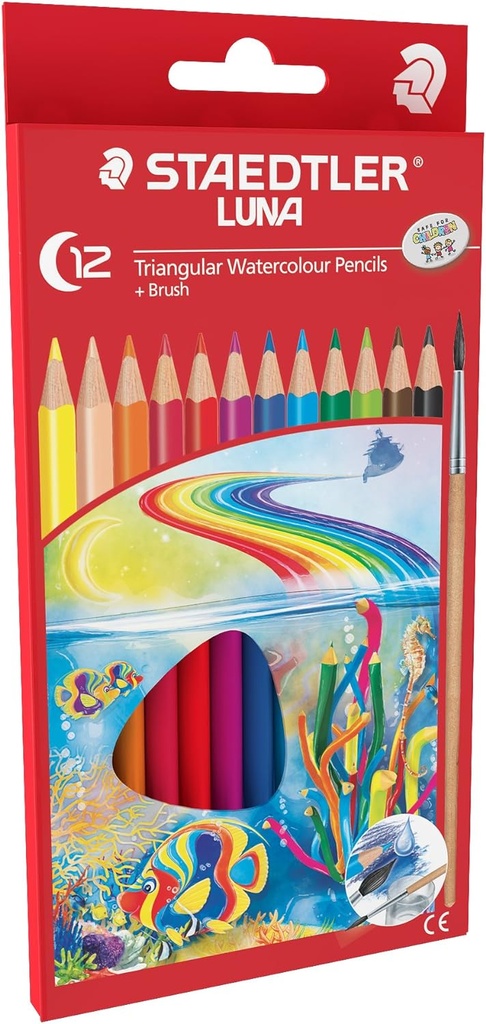 Staedtler Luna School Triangular Water Colour Pencils|Pack Of 12|Multicolor