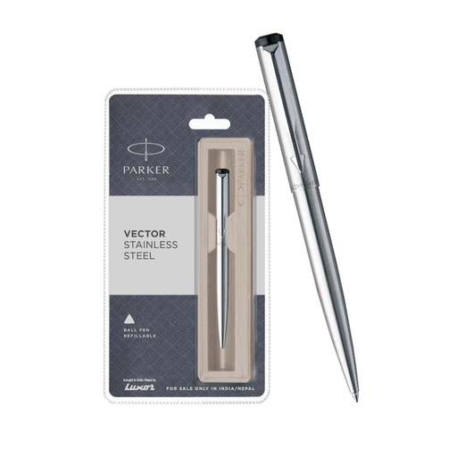 [PARKER-01] parker vector stainless steel chrome trim ball pen