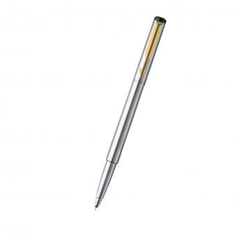 [PARKER-02] parker vector stainless steel gold  trim roller ball pen