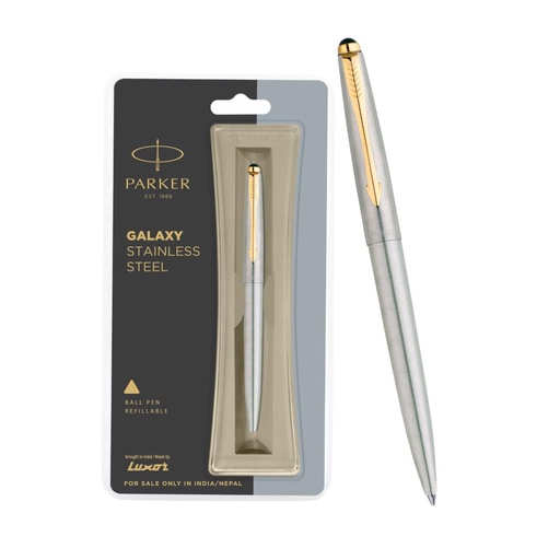 [PARKER-21] parker galaxy stainless steel gold trim ball pen