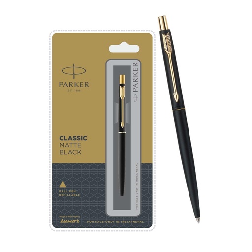 [PARKER-24] parker classic matte black gold trim ball pen